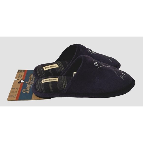 Dearfoams Mens Cozy Comfort Memory Foam Gone Fishin Slippers Size S 7/8 Blue - Picture 6 of 16